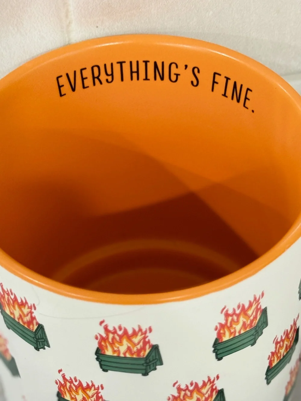 NWT Hallmark Shoebox Dumpster Fire Mug Everything's Fine Ceramic Coffee Cup Mug